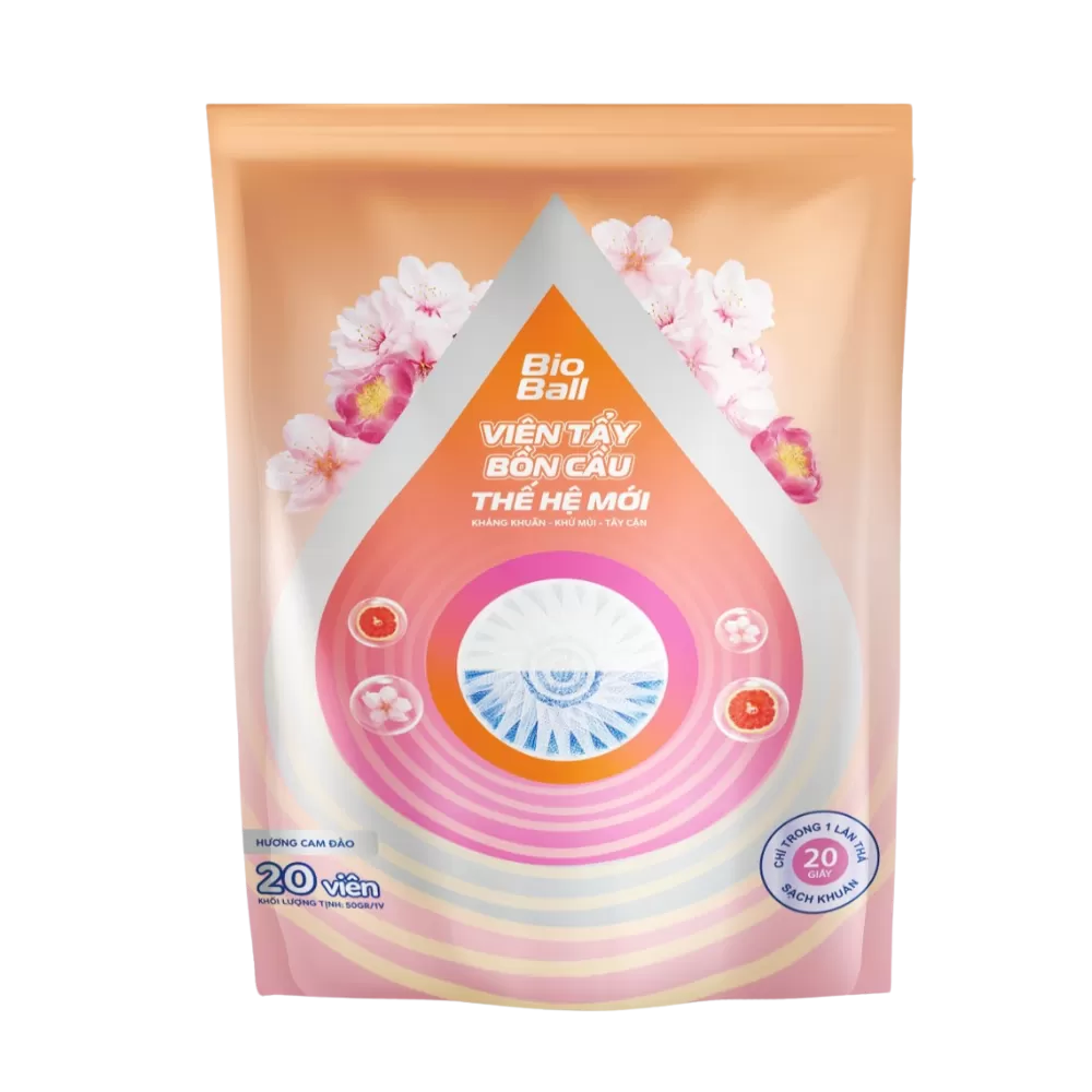 Mua 1 túi viên thả bồn cầu BioBall 20 viên TẶNG - 1 túi nước Rửa Bát BioLight 420ml