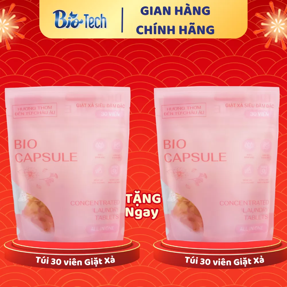 Mua 1 Túi Giặt Xả BioCapsule 30 viên KÉP tặng: - 1 Túi Giặt Xả BioCapsule 30 viên KÉP