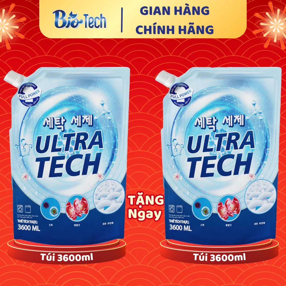 Mua 1 túi Giặt Xả Ultra-Tech hương Ngàn Hoa 3600ml tặng: - 1 túi Giặt Xả Ultra-Tech hương Ngàn Hoa 3600ml