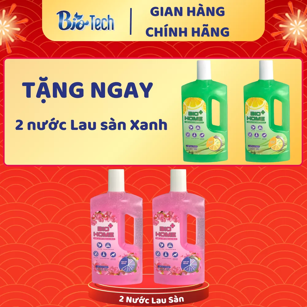 Mua 2 chai nước lau sàn HỒNG 1000ml Tặng - 2 chai nước lau sàn XANH 1000ml