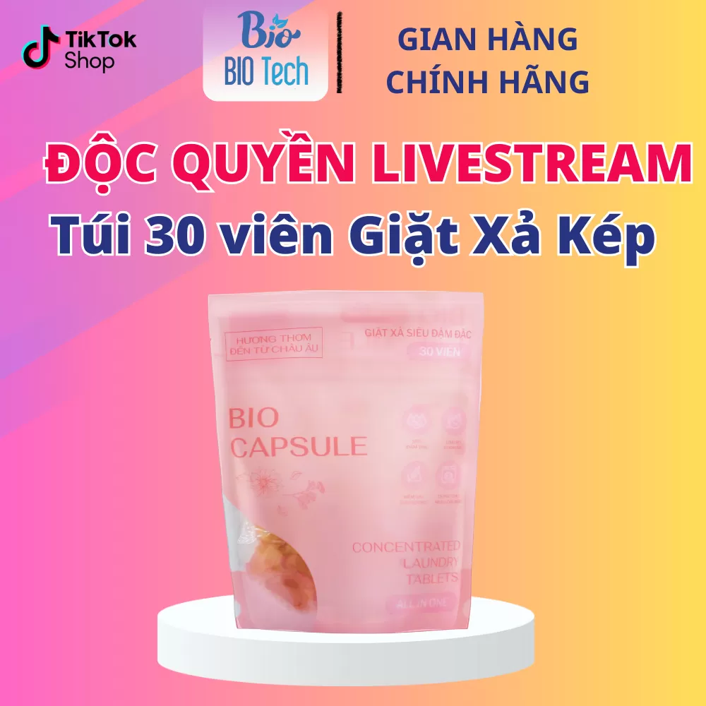 Mua 1 Túi Giặt Xả BioCapsule 30 viên KÉP tặng: - 1 Túi Giặt Xả BioCapsule 30 viên KÉP