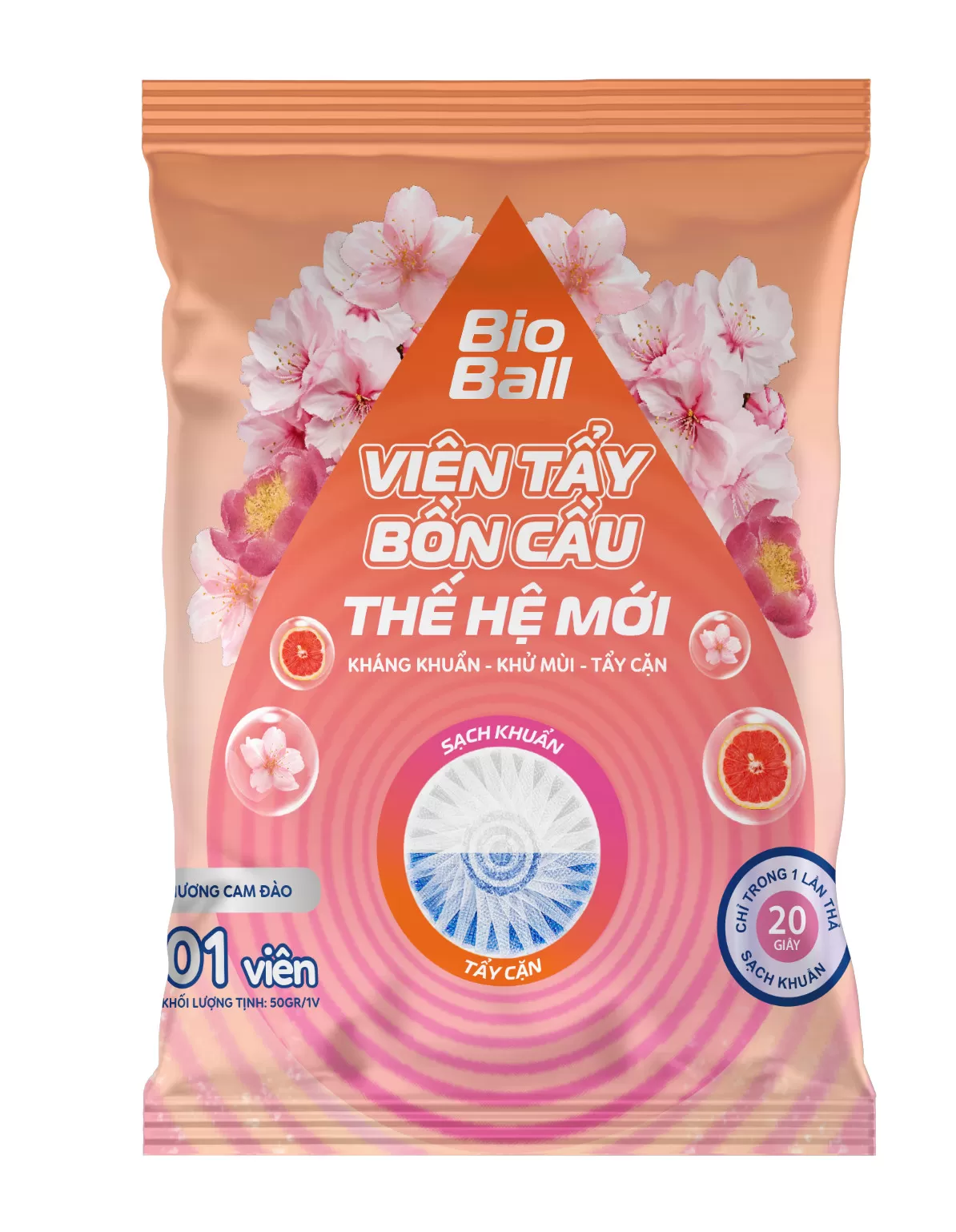 Mua 1 túi viên thả bồn cầu BioBall 20 viên TẶNG - 1 túi nước Rửa Bát BioLight 420ml